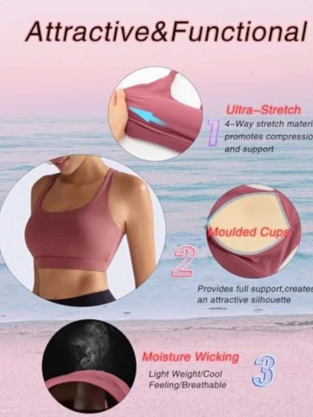 High Support Racerback Sports Bra for Women | Molded Cup, Workout Ready, High